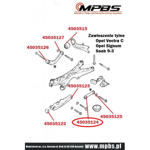 Tuleje drążka tylnego poprzecznego przedniego (zewnętrzne) - MPBS COMFORT SERIES: 45035124