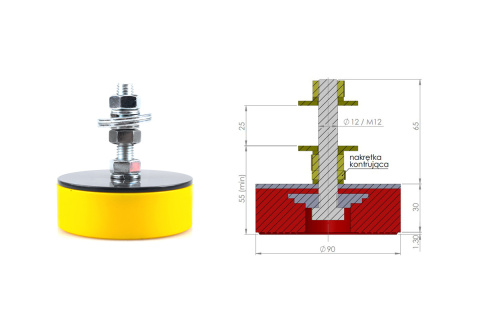 Wibroizolator, stopa, podstawa maszyny - fi 90