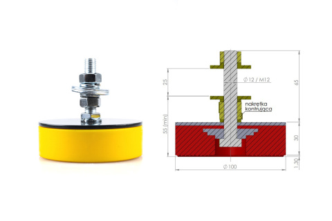 Wibroizolator, stopa, podstawa maszyny - fi 100