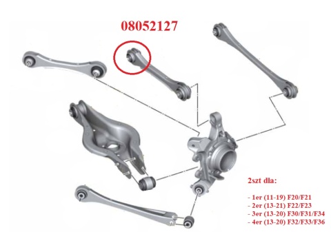 Tuleja wahacza tylnego, górnego (wahacz tylny) - MPBS: 08052127