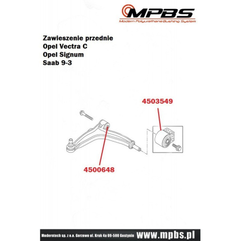 Zestaw tulei zawieszenia - MPBS: 4503501